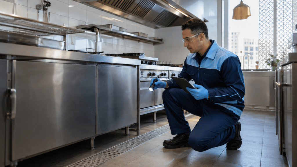 Technicien WaShow Maroc inspectant un site pour un programme d’hygiène 4D au Maroc